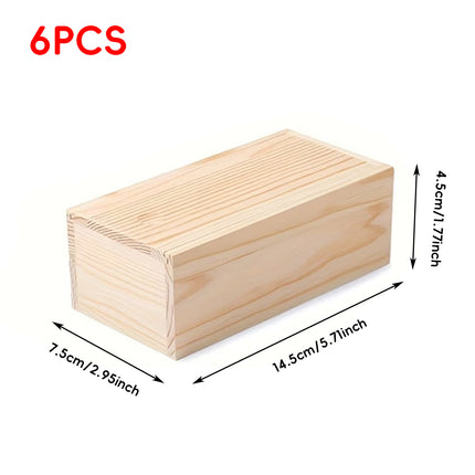 6 Pcs Pine Wood Sliding Lid Storage Box Set for Jewellery Beads Craft DIY