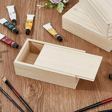 6 Pcs Pine Wood Sliding Lid Storage Box Set for Jewellery Beads Craft DIY