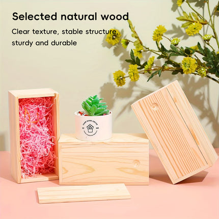 6 Pcs Pine Wood Sliding Lid Storage Box Set for Jewellery Beads Craft DIY