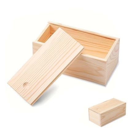 6 Pcs Pine Wood Sliding Lid Storage Box Set for Jewellery Beads Craft DIY