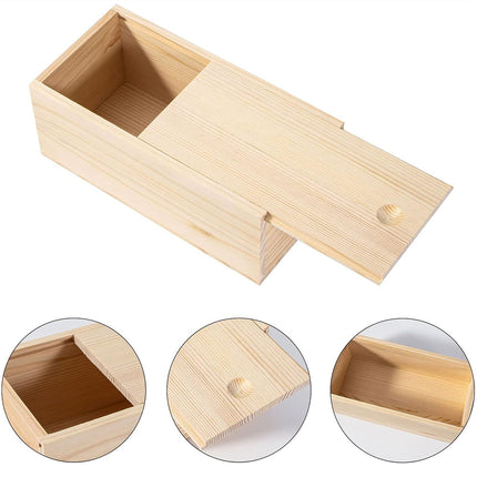 6 Pcs Pine Wood Sliding Lid Storage Box Set for Jewellery Beads Craft DIY