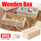 6 Pcs Pine Wood Sliding Lid Storage Box Set for Jewellery Beads Craft DIY