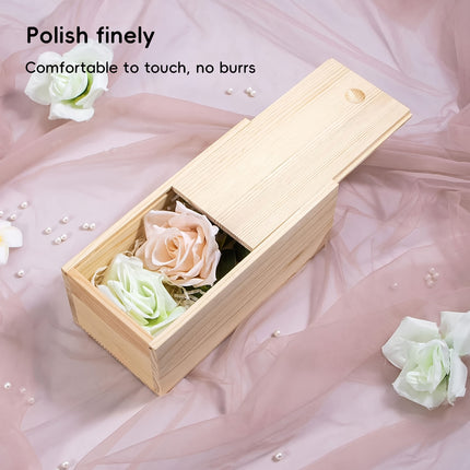 6 Pcs Pine Wood Sliding Lid Storage Box Set for Jewellery Beads Craft DIY