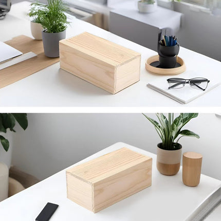 6 Pcs Pine Wood Sliding Lid Storage Box Set for Jewellery Beads Craft DIY