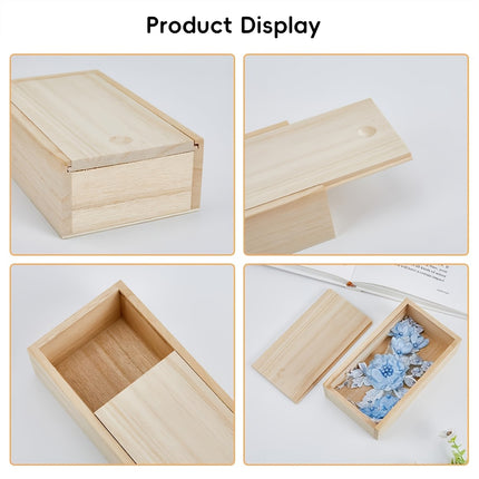 6 Pcs Pine Wood Sliding Lid Storage Box Set for Jewellery Beads Craft DIY