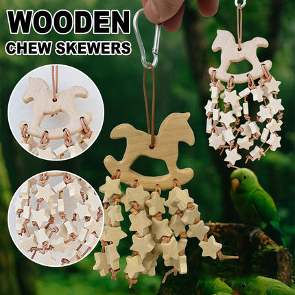 Wooden Parrot Chewing Toy Hanging Bird Toy Gnawing Boredom Reliever For Pets