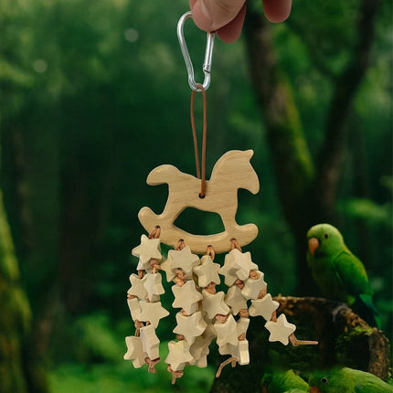 Wooden Parrot Chewing Toy Hanging Bird Toy Gnawing Boredom Reliever For Pets