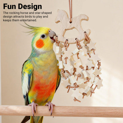 Wooden Parrot Chewing Toy Hanging Bird Toy Gnawing Boredom Reliever For Pets