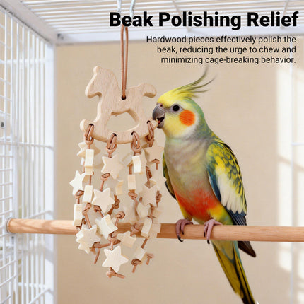 Wooden Parrot Chewing Toy Hanging Bird Toy Gnawing Boredom Reliever For Pets