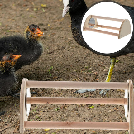 Wooden Chick Perch Stand Mirror Small Bird Play Rack for Chicken Coop Brooder