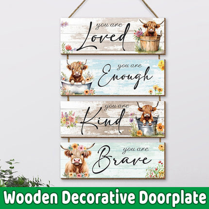Highland Cow Hanging Plaque Decoration Rustic Style Durable Wood Material