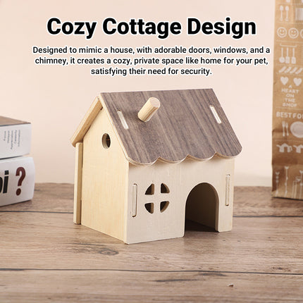 Wooden Hamster House Guinea Pig Hideout Hut Small Animal Shelter Durable Sturdy