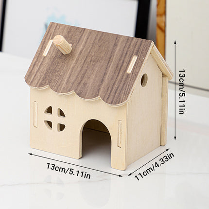 Wooden Hamster House Guinea Pig Hideout Hut Small Animal Shelter Durable Sturdy