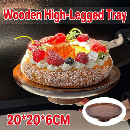 Minimalist Bamboo High-Legged Tray Sturdy for Home Kitchen Party Serving Dessert