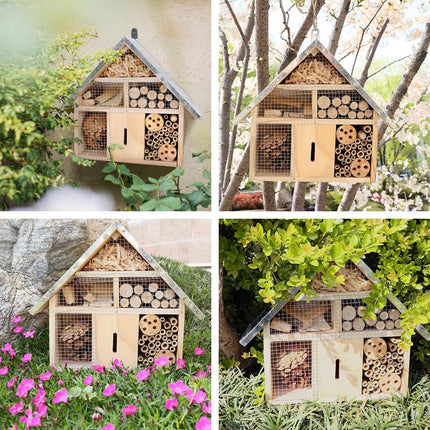 Wooden Insect House Garden Bee Bug Hotel Hanging Habitat Box