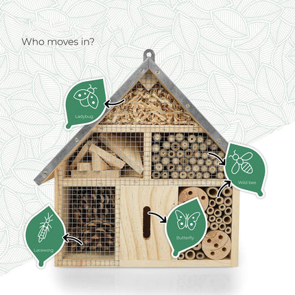 Wooden Insect House Garden Bee Bug Hotel Hanging Habitat Box