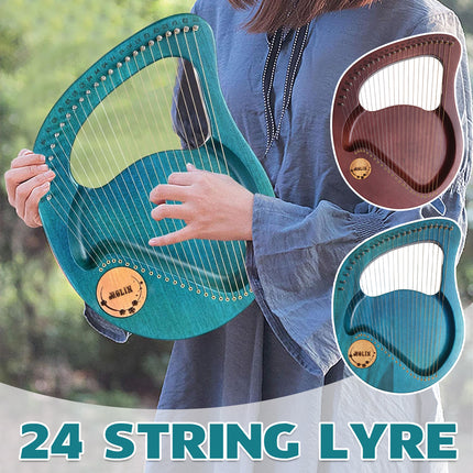 Solid Wood Veneer Laiya 24-String Harp Basic Model Beginner Music Instrument