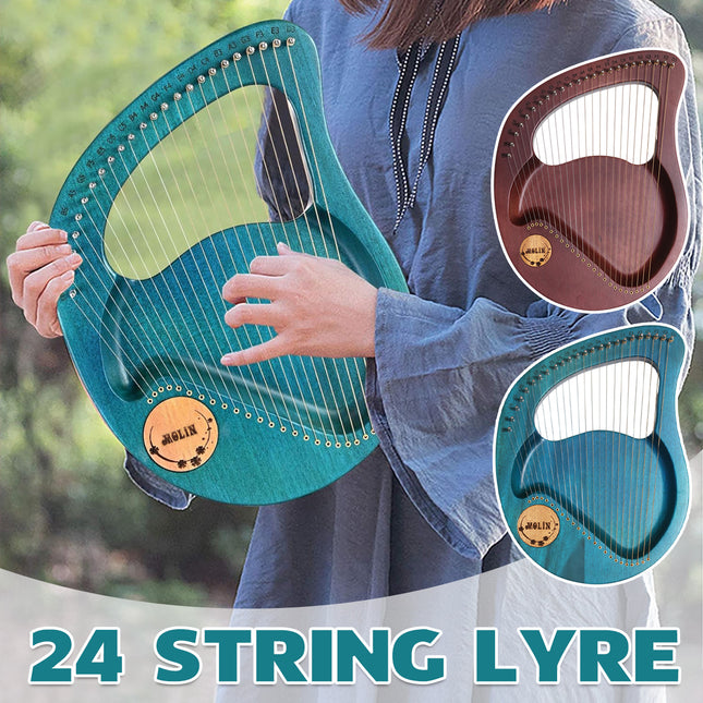 Solid Wood Veneer Laiya 24-String Harp Basic Model Beginner Music Instrument