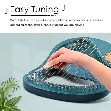 Solid Wood Veneer Laiya 24-String Harp Basic Model Beginner Music Instrument