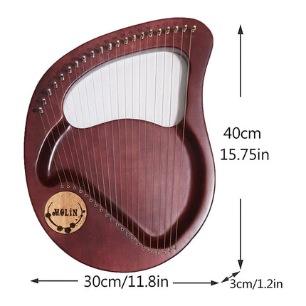 Solid Wood Veneer Laiya 24-String Harp Basic Model Beginner Music Instrument