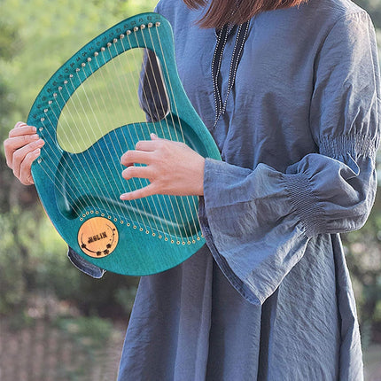 Solid Wood Veneer Laiya 24-String Harp Basic Model Beginner Music Instrument