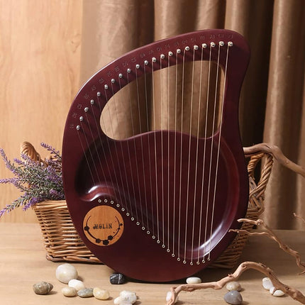 Solid Wood Veneer Laiya 24-String Harp Basic Model Beginner Music Instrument