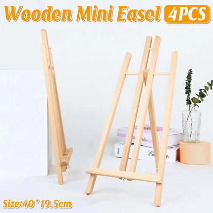 Mini Easel Set 4PCS Wooden Desktop Tripod Easels for Small-Scale Painting Display