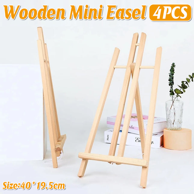 Mini Easel Set 4PCS Wooden Desktop Tripod Easels for Small-Scale Painting Display