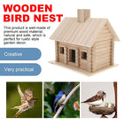 Rustic Log Cabin Wooden Bird House Outdoor Garden Nesting Box Decor Ornament