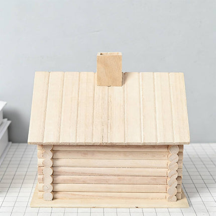 Rustic Log Cabin Wooden Bird House Outdoor Garden Nesting Box Decor Ornament