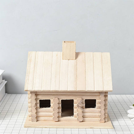 Rustic Log Cabin Wooden Bird House Outdoor Garden Nesting Box Decor Ornament