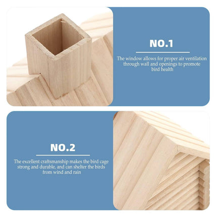 Rustic Log Cabin Wooden Bird House Outdoor Garden Nesting Box Decor Ornament
