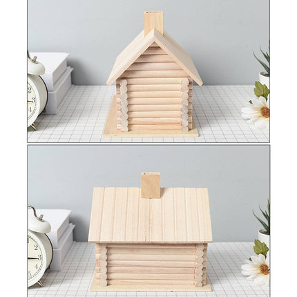 Rustic Log Cabin Wooden Bird House Outdoor Garden Nesting Box Decor Ornament