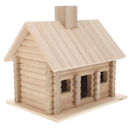 Rustic Log Cabin Wooden Bird House Outdoor Garden Nesting Box Decor Ornament
