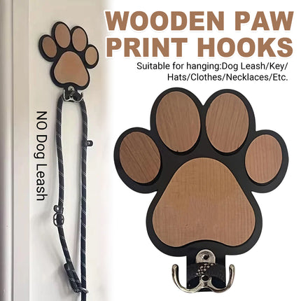 Wooden Paw Print Wall Hook for Dog Leash Keys Hats Coats Pet Shop Home Decor