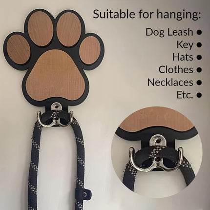 Wooden Paw Print Wall Hook for Dog Leash Keys Hats Coats Pet Shop Home Decor