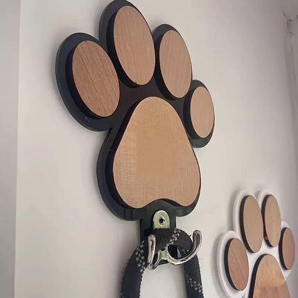 Wooden Paw Print Wall Hook for Dog Leash Keys Hats Coats Pet Shop Home Decor