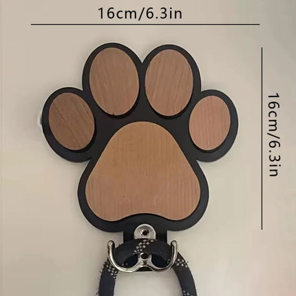 Wooden Paw Print Wall Hook for Dog Leash Keys Hats Coats Pet Shop Home Decor