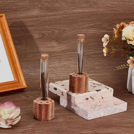 Solid Wood Cat Whisker Keepsake Holder with Glass Tube - Paw Base