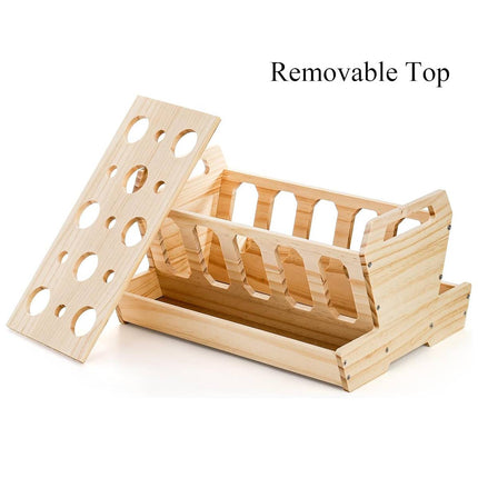 Wooden Rabbit Hay Feeder with Carrot Holes and Bowl