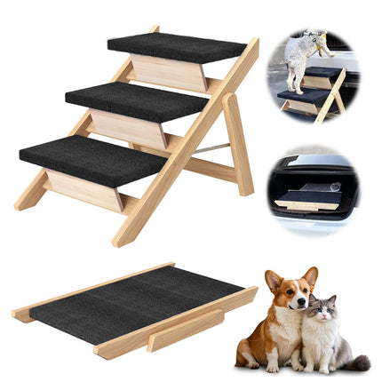 Outdoor Indoor Portable Wooden Pet Stairs Dog Cat Climbing Ladder Non Slip Play