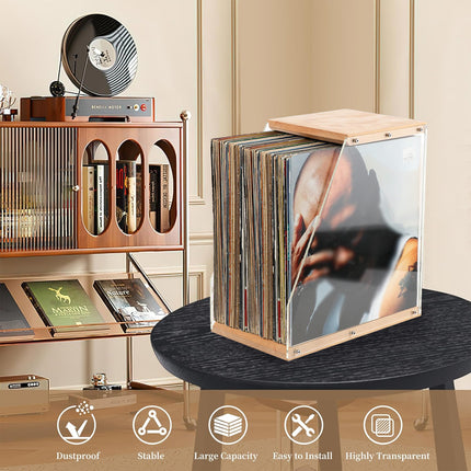 Wooden Record Stand Desktop Display Rack for Records Home Decor Space Saving