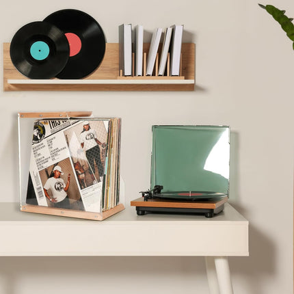 Wooden Record Stand Desktop Display Rack for Records Home Decor Space Saving