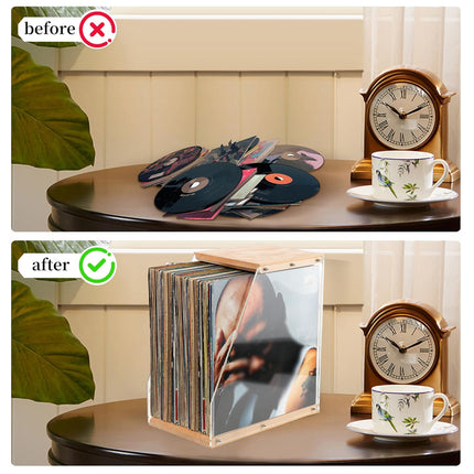 Wooden Record Stand Desktop Display Rack for Records Home Decor Space Saving
