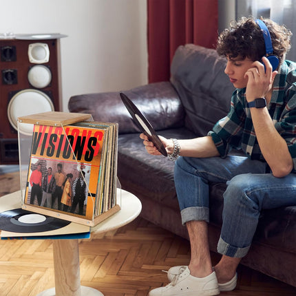 Wooden Record Stand Desktop Display Rack for Records Home Decor Space Saving