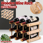 Wine Rack Wooden Storage Stand 9 Bottle Timber Cellar Holder Organizer Shelf