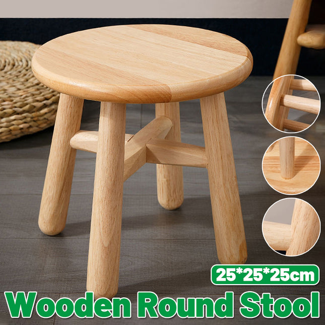 Wooden Round Stool Shoe Changing Low Stool Sturdy Compact for Entryway Home Use