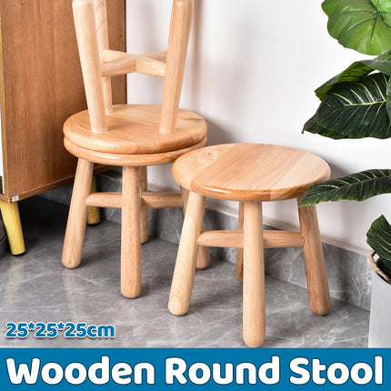 Wooden Round Stool Shoe Changing Low Stool Sturdy Compact for Entryway Home Use