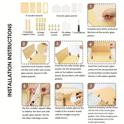 Wooden Transparent Hamster Pet Cage for Small Pet Habitat Home Use Easy Clean