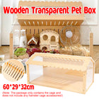 Wooden Transparent Hamster Pet Cage for Small Pet Habitat Home Use Easy Clean